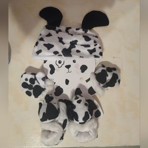 Adorable Baby Dalmatian Slipper, Hat & Mitten Set